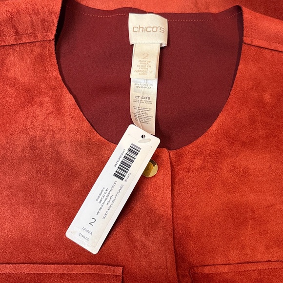Chico's Rust Color (Burnt Orange) Faux Suede Jacket | Size 2 - Picture 4 of 4